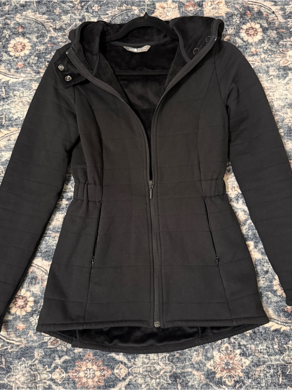 🦋The North Face| Like-New Women’s Black Fleece-Lined Quilted Jacket XS With Hood - Picture 3 of 10